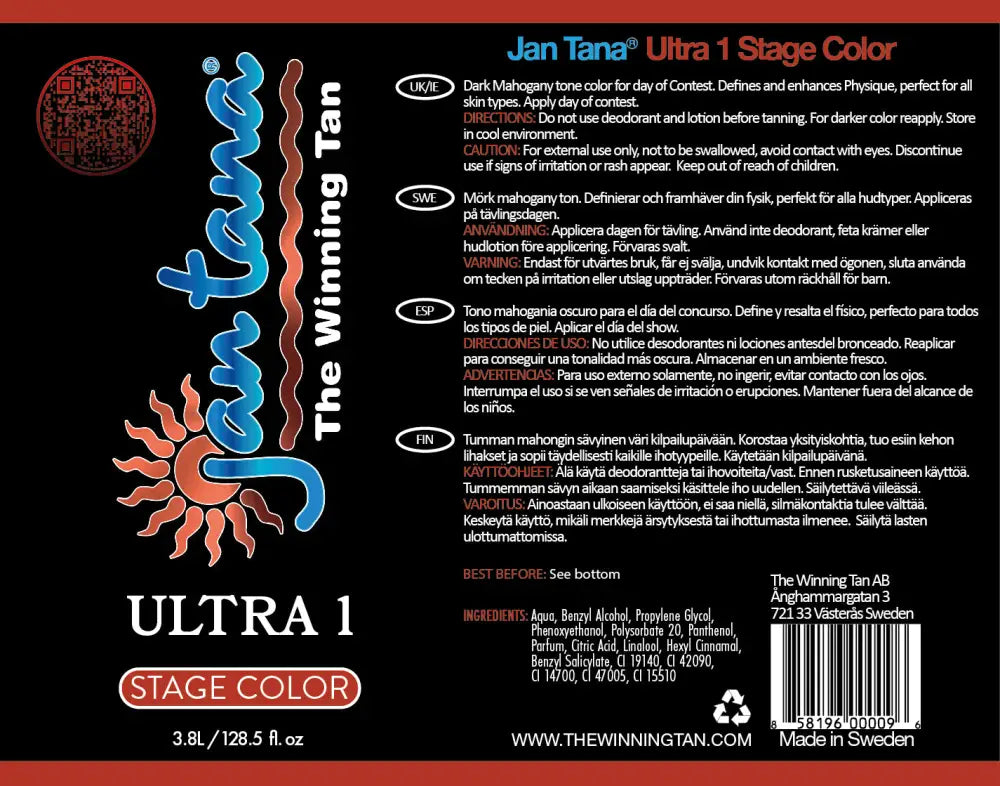 JanTana® Ultra 1 Color 3.8 Liter Professional tanning